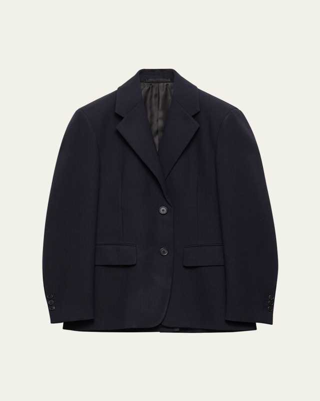 Single-Breasted Rush Stitch Wool Blazer